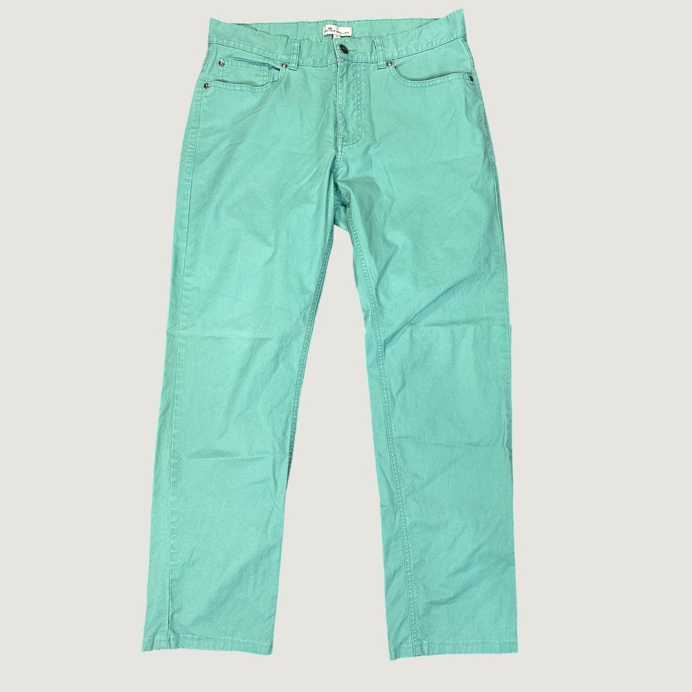 Peter Millar Men's Size 33 Pima Cotton Stretch Five Pocket Pants Seafoam Chinos